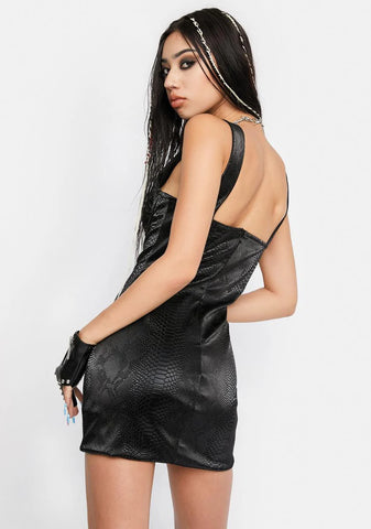 Croc Chic Plunge Mini Dress