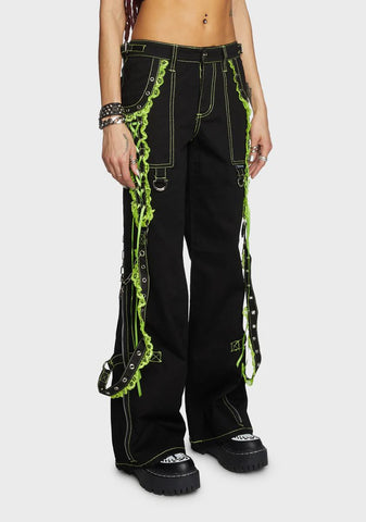 Green Lace Dark Street Pants