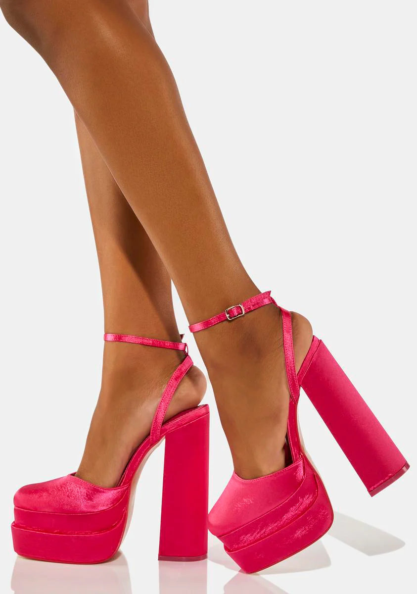 Pink Satin Moonchild Platform Heels