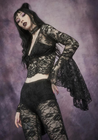 Shadows Of Moonlight Lace Bell Sleeve Top