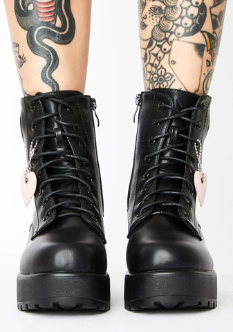 Pink Heart Gin Platform Boots