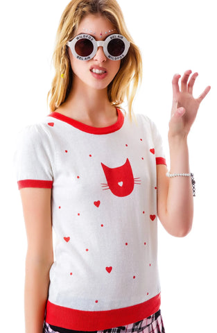 Pussy Lover Short Sleeve Sweater - Black