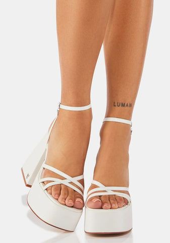 Heaven White Leather Heels