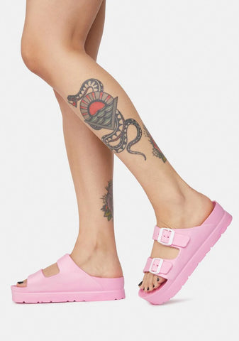 Bubblegum My Way Out Buckle Slides