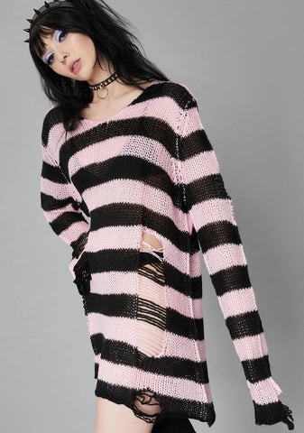 Rose Eternal Nightmare Distressed Sweater