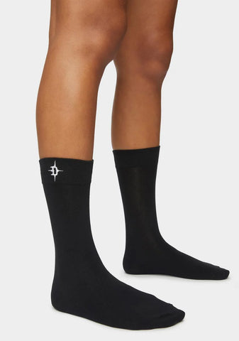 Synth Embroidered Logo Crew Socks