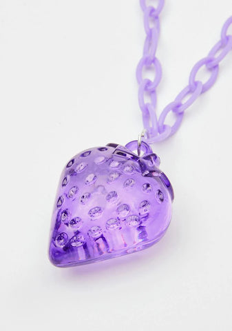 Lilac Tipsy Strawberry Charm Chain Necklace