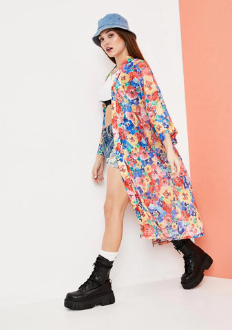 Spring State Of Mind Floral Mesh Robe