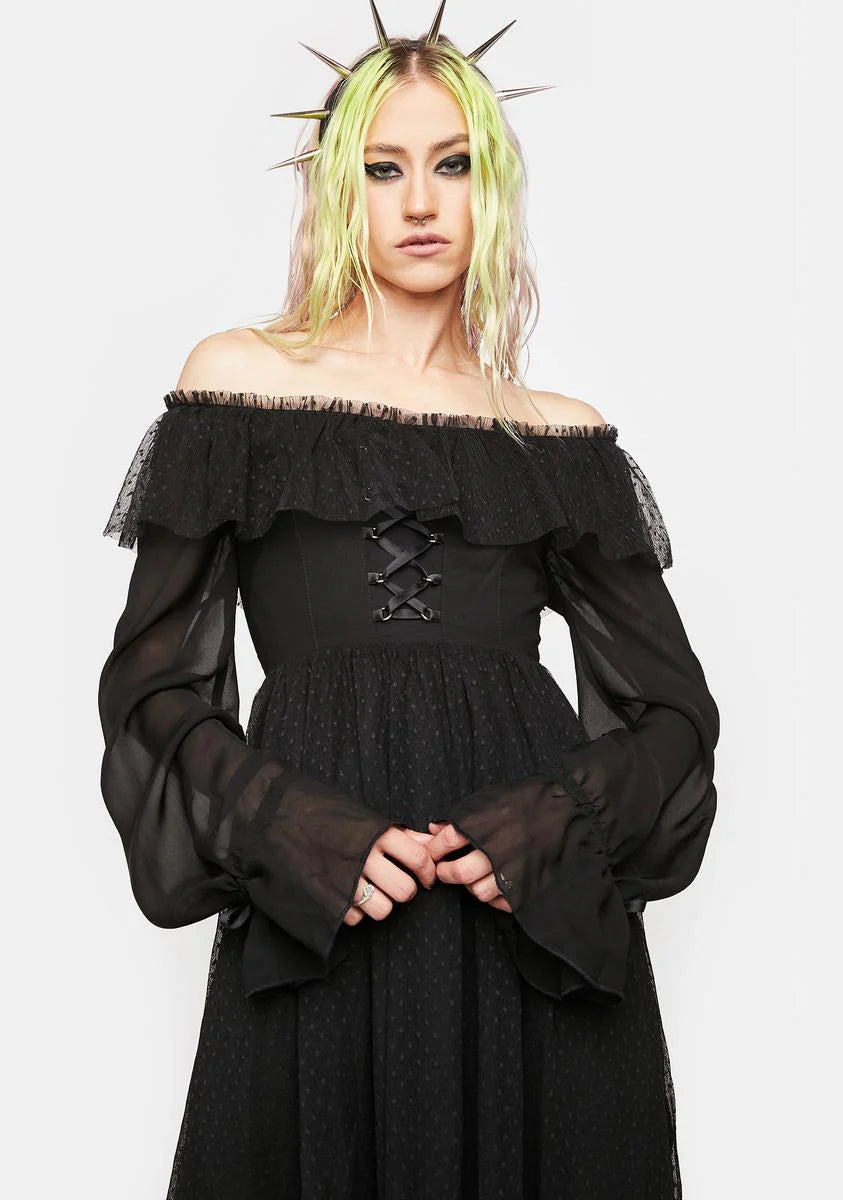 Warning Series Texture Chiffon Midi Dress