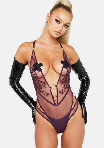Purple Tigris Mesh Bodysuit