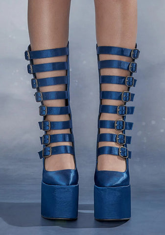 Angel Awakening Satin Buckle Platforms