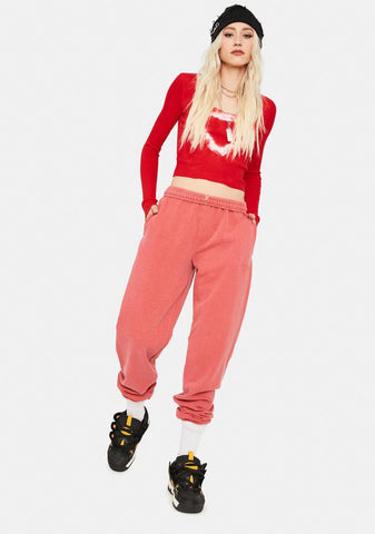 Washed Red Jogger Sweatpants
