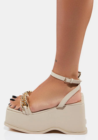 Almond You Got Served Platform Sandals