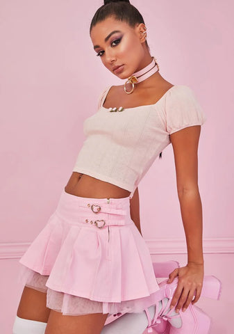 Hear My Heartbeat Rosette Crop Top