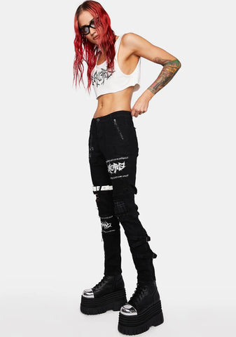 Distortion Patched Skinny Jeans