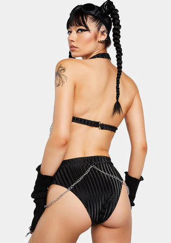 Illusion Stripe Cut-Out Booty Shorts