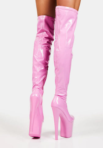 Pink Patent Twerk Platform Boots