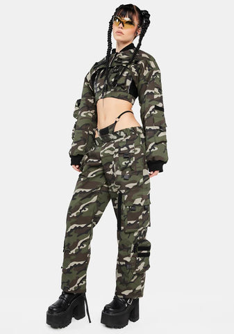 Camo Tactical Pants With Detachable Panty
