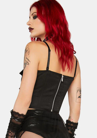 Lace-Up Bat Wing Bustier Top