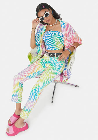 Surreal Life Checkered Crop Jeans