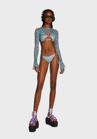 Optical Flower Retro Bikini Set