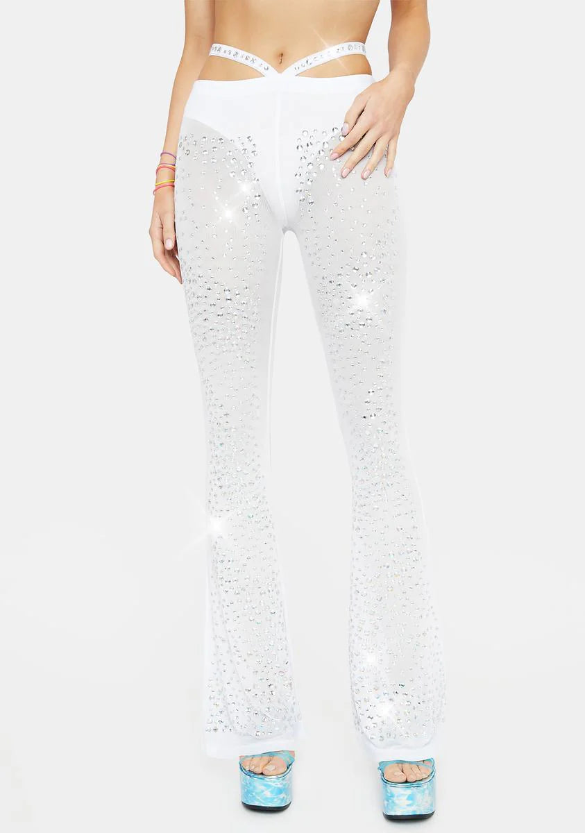 Stardust Showdown Strappy Flares - White