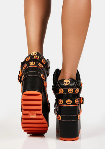 Orange Qozmo Bondage Jack-O-Lantern Platform Sneakers