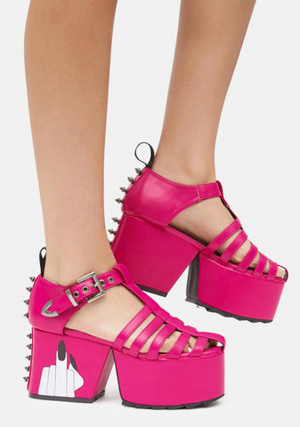 Middle Fingers Up Platform Sandals