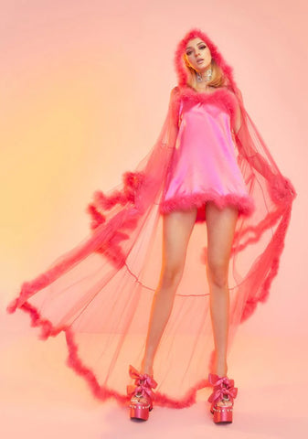 Rose Pixie Luxxx Feathered Robe
