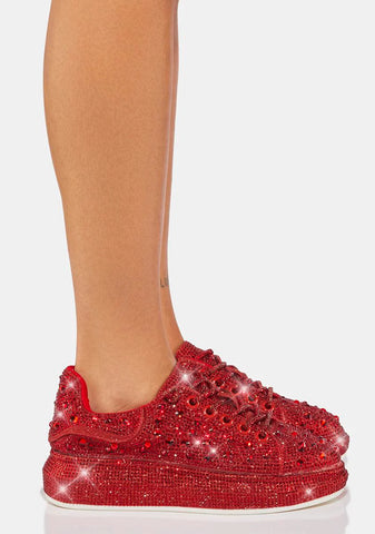 Red Azure Rhinestone Sneakers