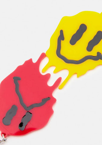 Dripping Smiley Face Drop Earrings