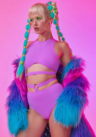 Neon Lavender O-Ring Booty Shorts