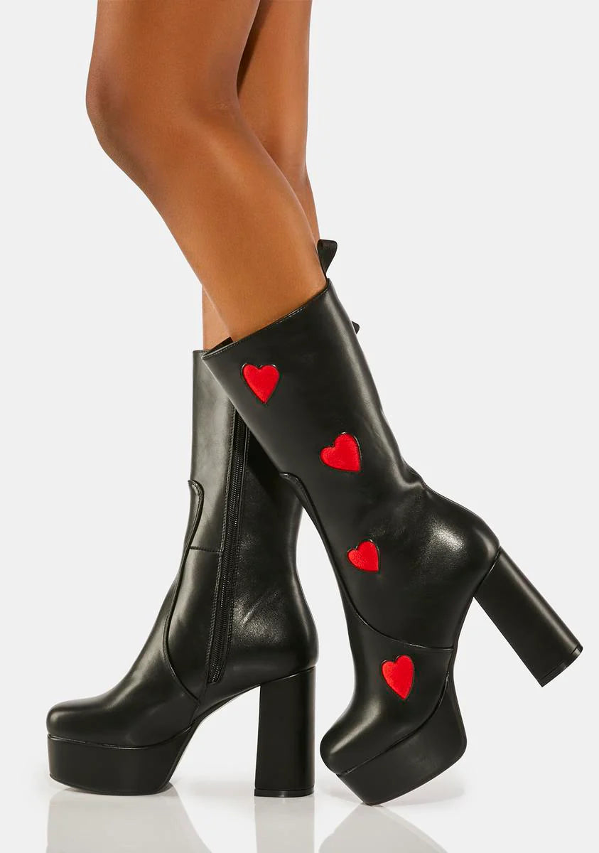 Red Believe That Platform Boots