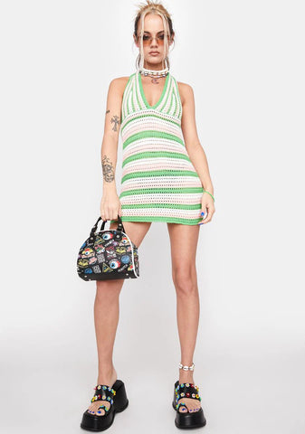Lime Embrace The Heat Crochet Dress