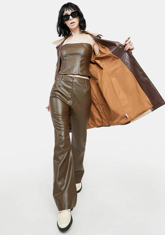 High Rise Nights Vegan Leather Corset Top