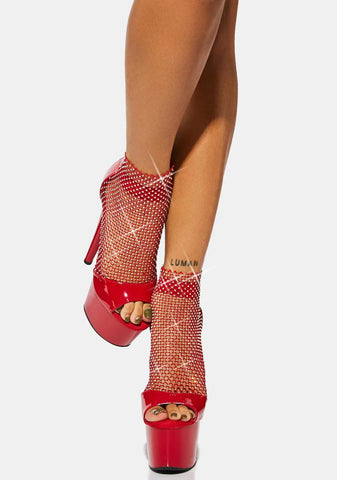 Scarlet Glamour Stunts Rhinestone Platform Heels