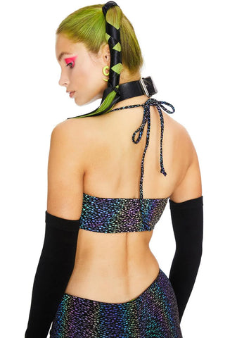 Space Invader Reflective Bra Top