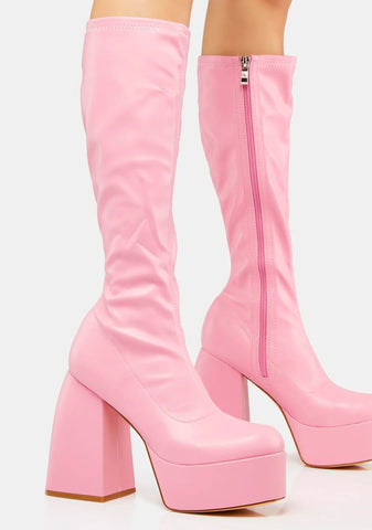 Bubblegum Raised By Retro Knee High Boots