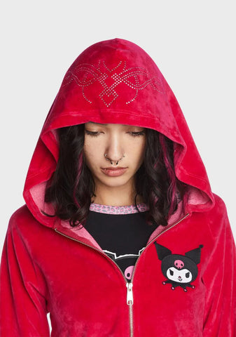 Kuromi Velour Hot Fix Hoodie