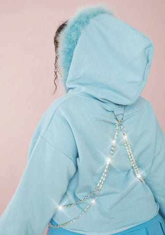 Aqua She's Blinged N' Babied Rhinestone Hoodie