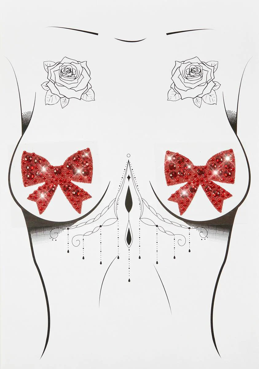 Pleasure's Mine Rhinestone Bow Pasties