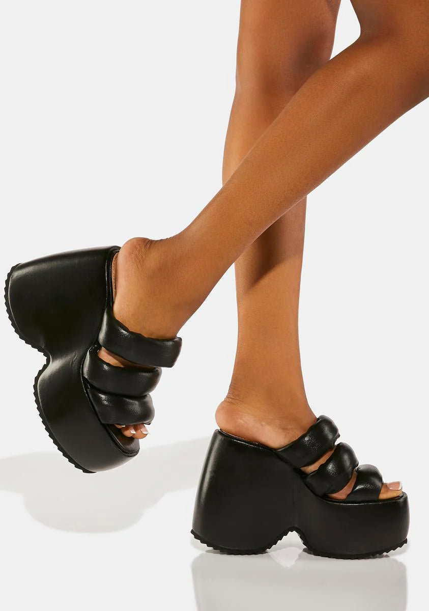 Black Winter Platform Sandals