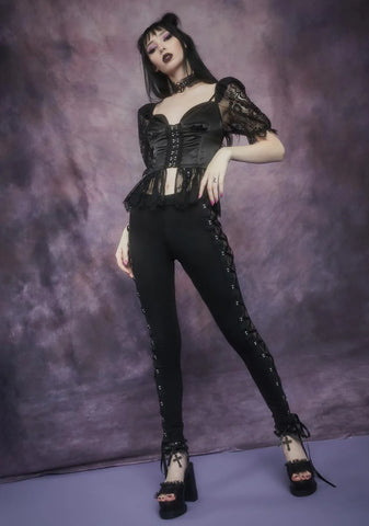 Lost Prophecy Puff Sleeve Corset Top