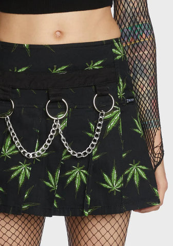 Grass Mary Chain Pleated Skirt