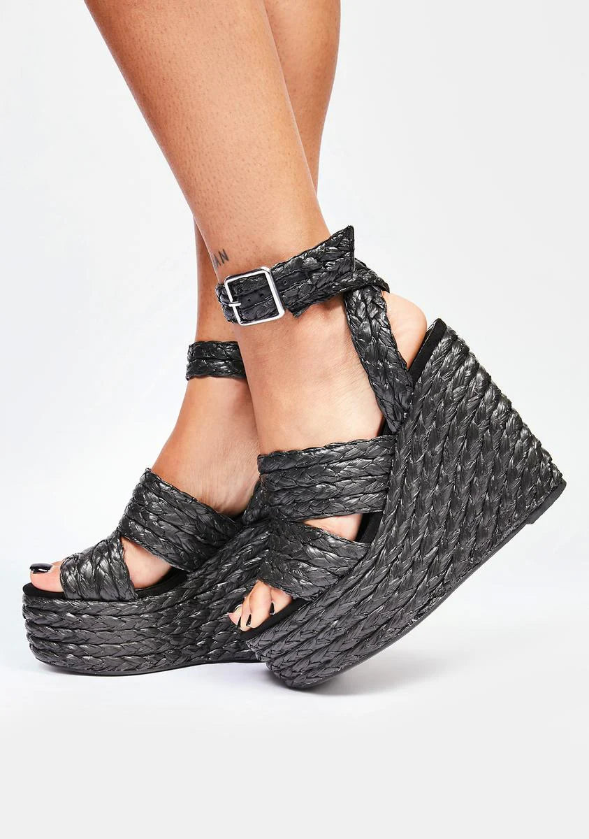 Black Gabbie Wedge Heels