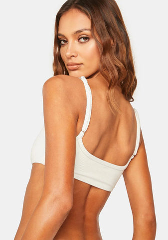 White Dallas Ribbed Bikini Top