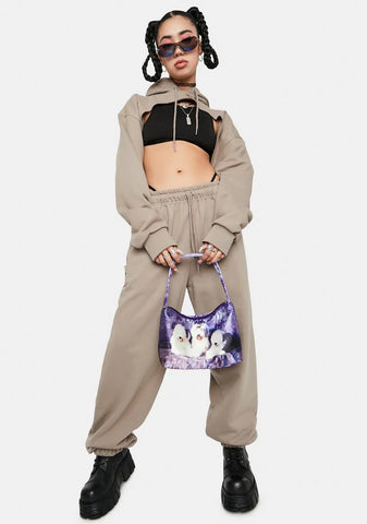 Mocha Raw Edged Cut Out Hoodie