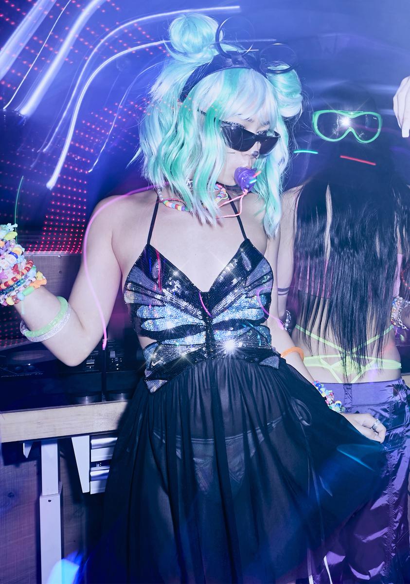 Playa Dreamin' Butterfly Dress- Black