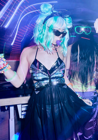 Playa Dreamin' Butterfly Dress- Black