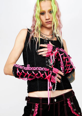 Pink Lace Arm Warmers